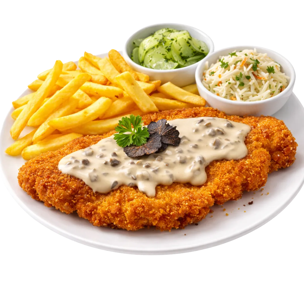 Hanseatisches Schnitzel angerichtet